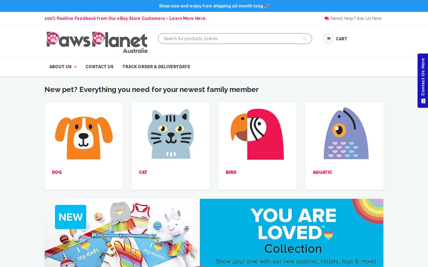 pawsplanetshop.com homepage screenshot