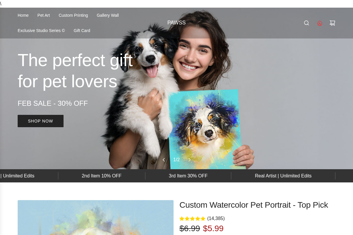 PAWSS homepage screenshot