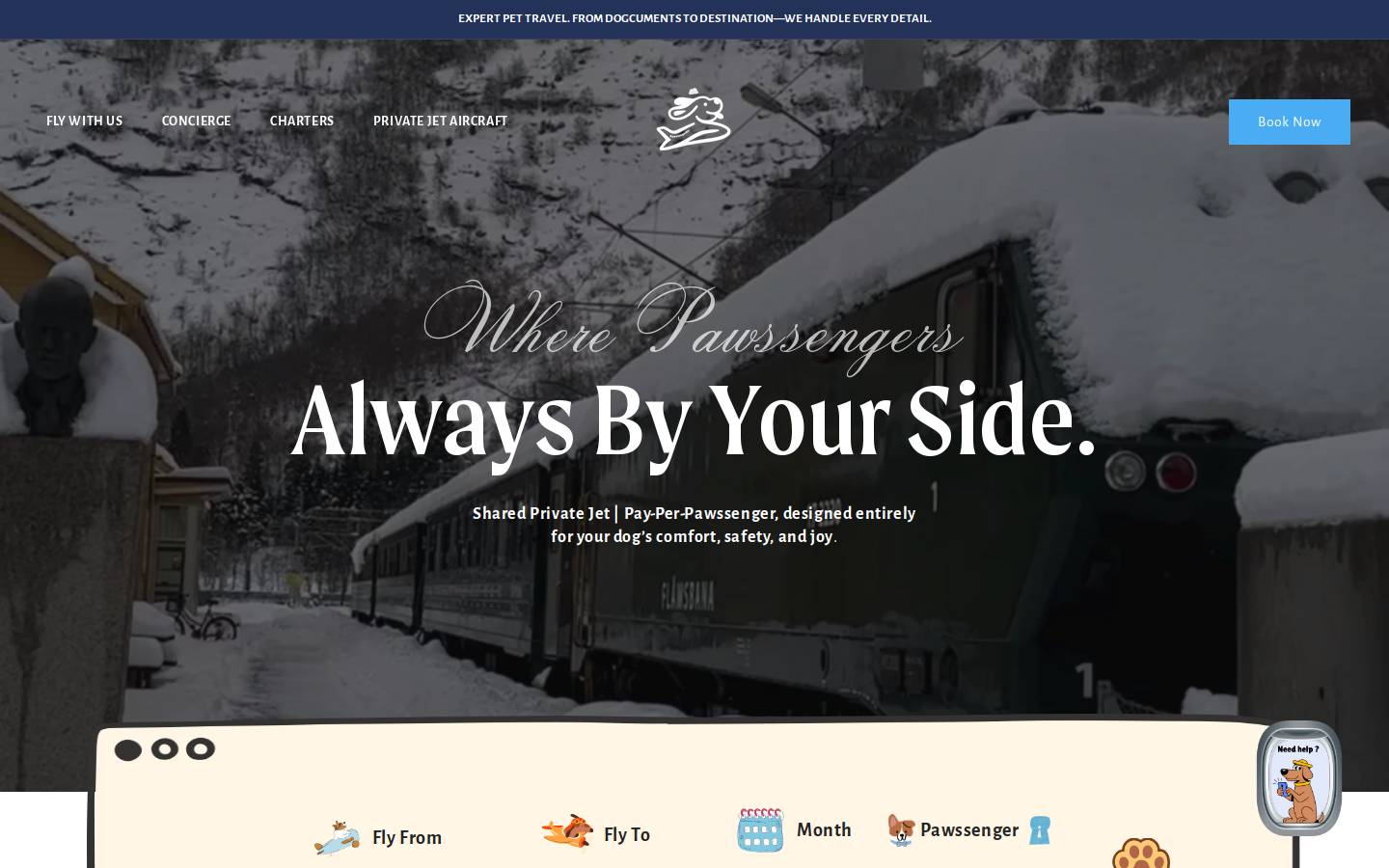 pawssengerair.com homepage screenshot