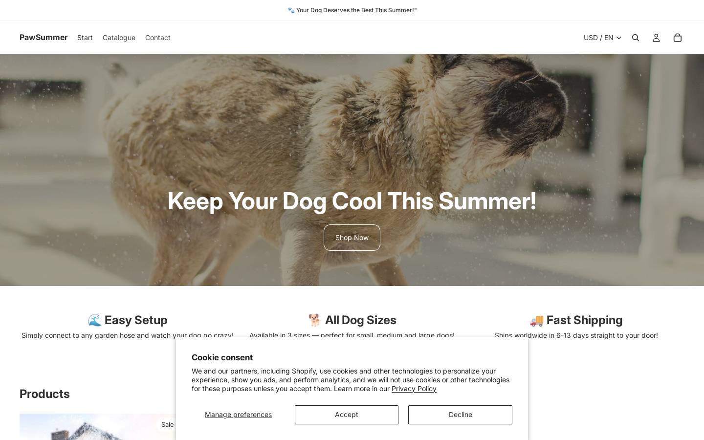 pawsummer.shop homepage screenshot
