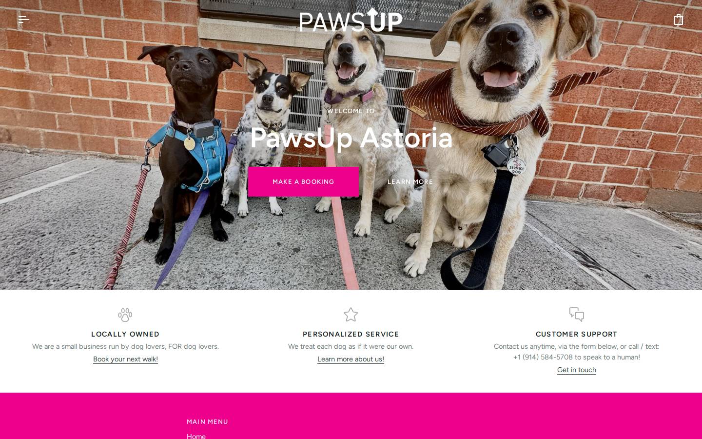 pawsupastoria.com homepage screenshot