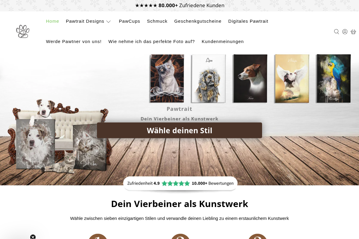 Pawtrait homepage screenshot