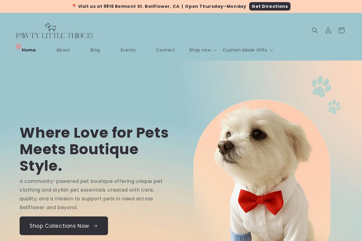pawtylittlethings.com homepage screenshot
