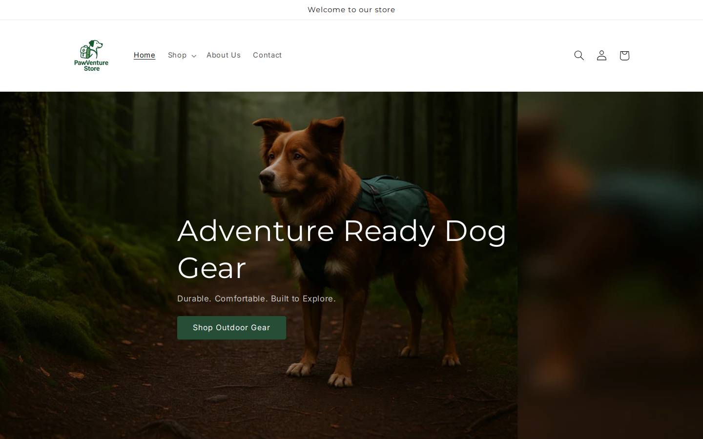 pawventurestore.com homepage screenshot