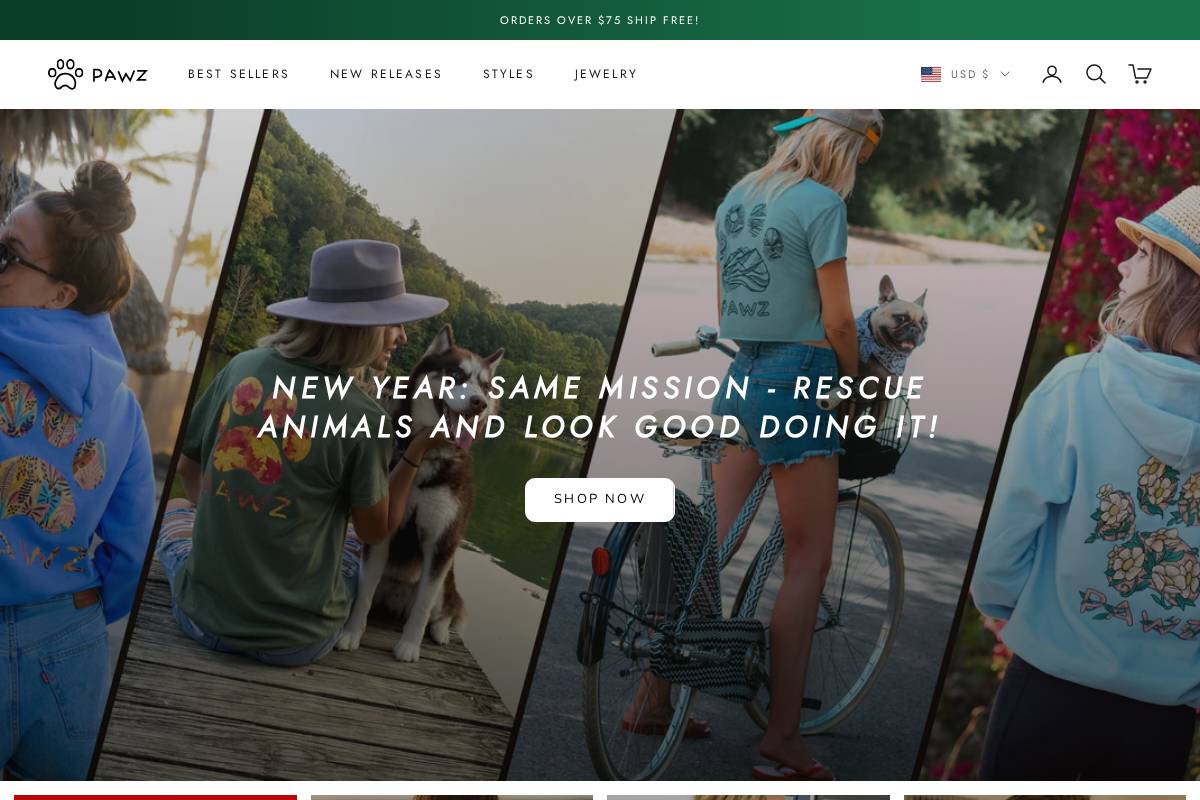 Pawz ® homepage screenshot