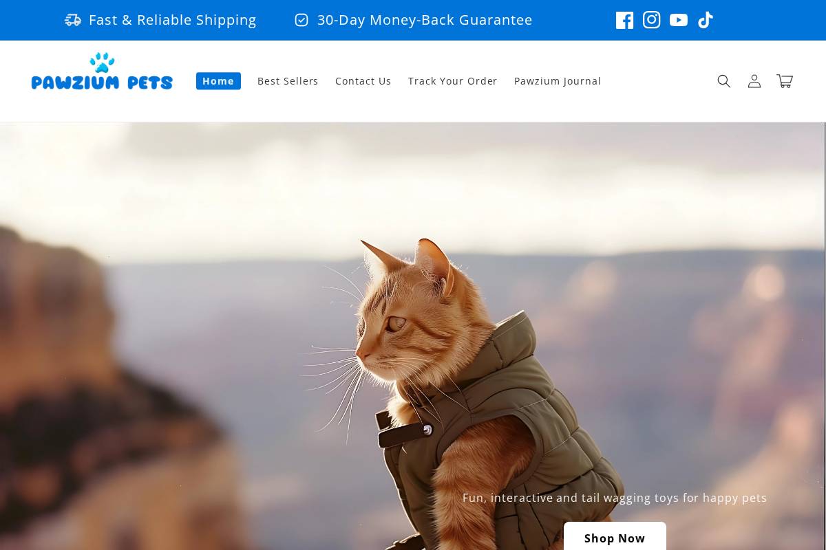 pawziumpets.com homepage screenshot