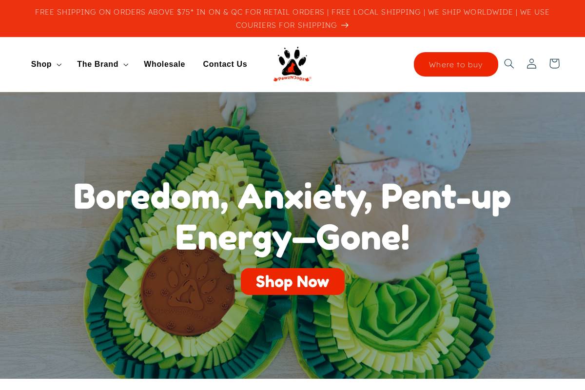 pawzndogz.ca homepage screenshot