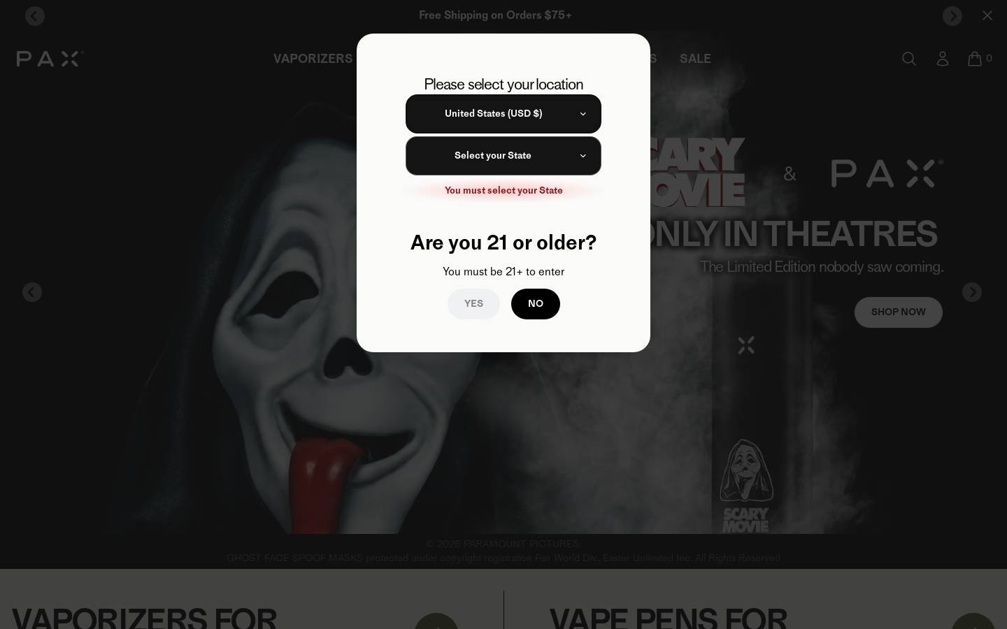 PAX Labs homepage screenshot
