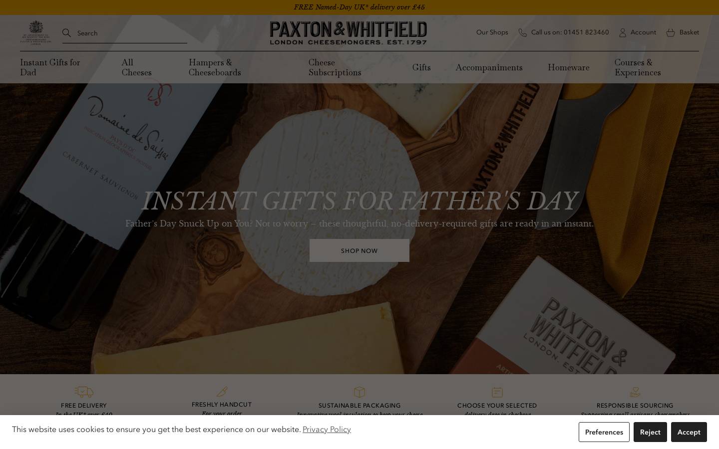 Paxton & Whitfield homepage screenshot