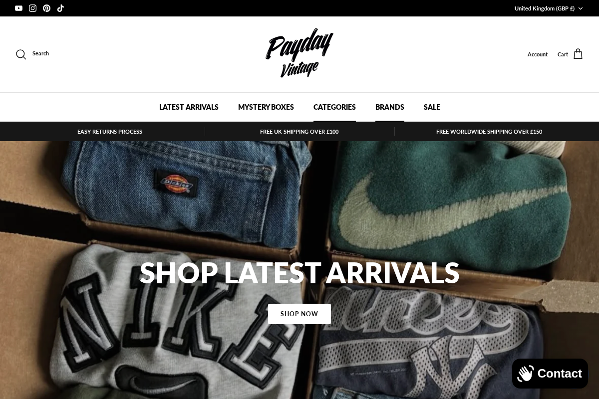 Payday Vintage homepage screenshot