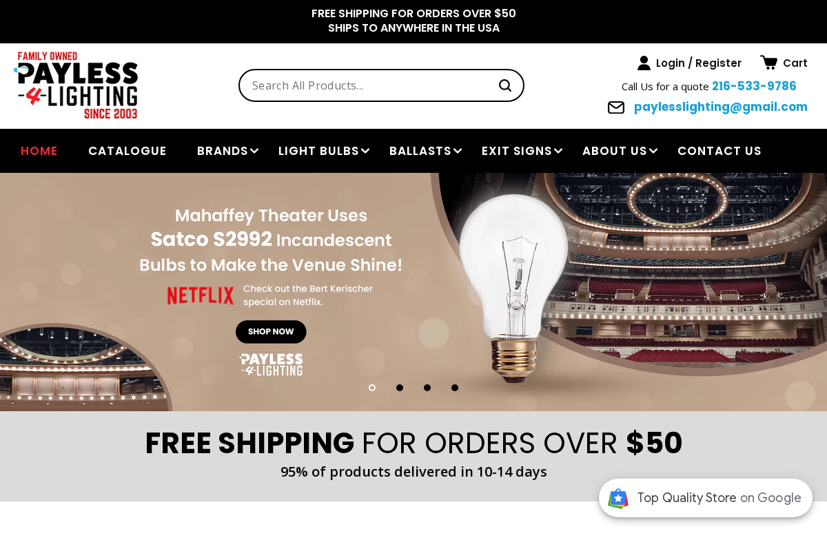 Payless-4-Lighting homepage screenshot