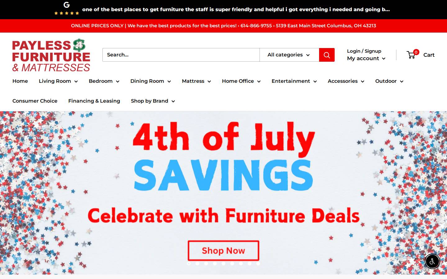 paylessfurnitureohio.com homepage screenshot