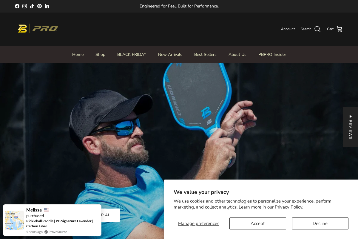 pbpropickleball.com homepage screenshot