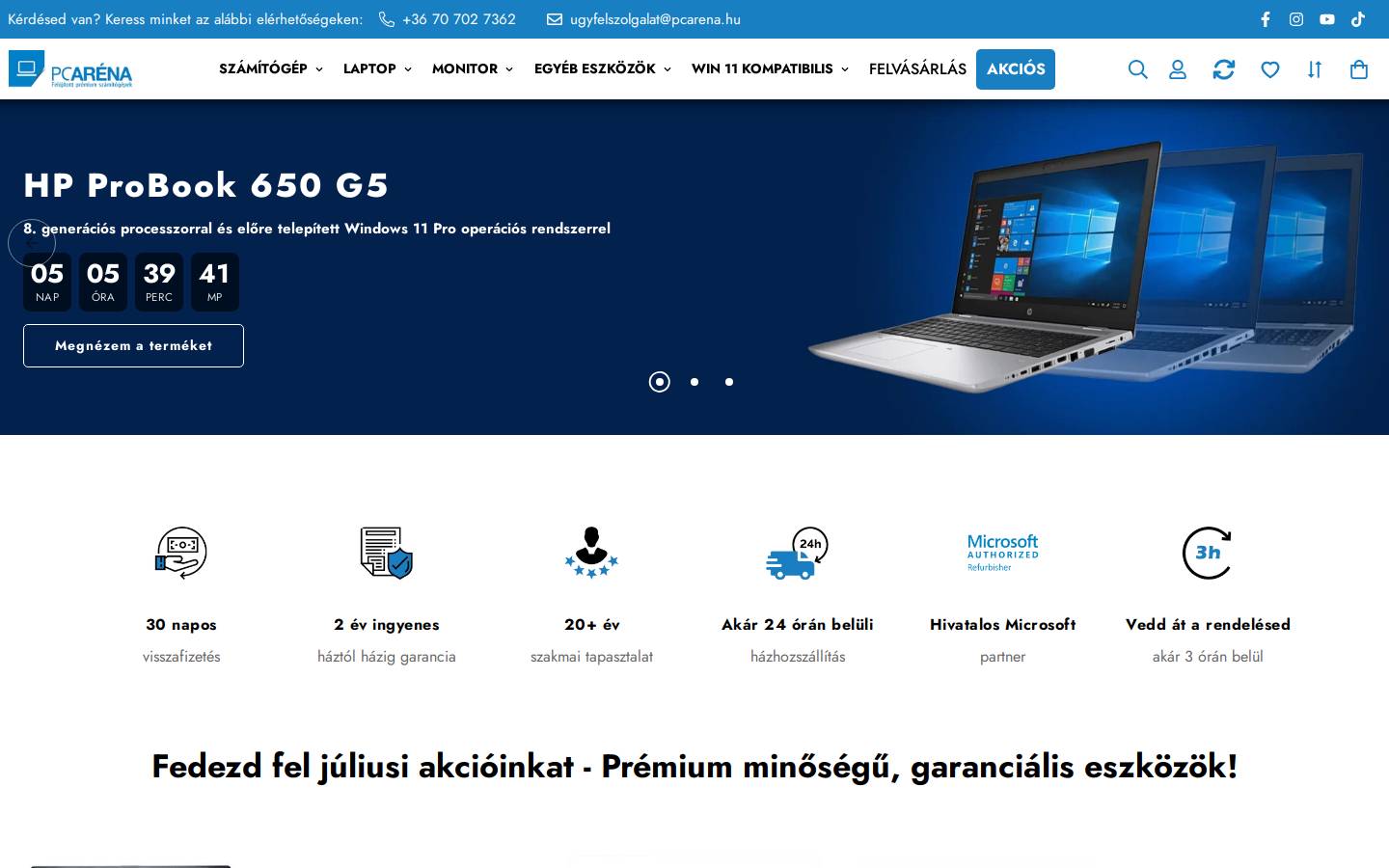 pcarena.hu homepage screenshot