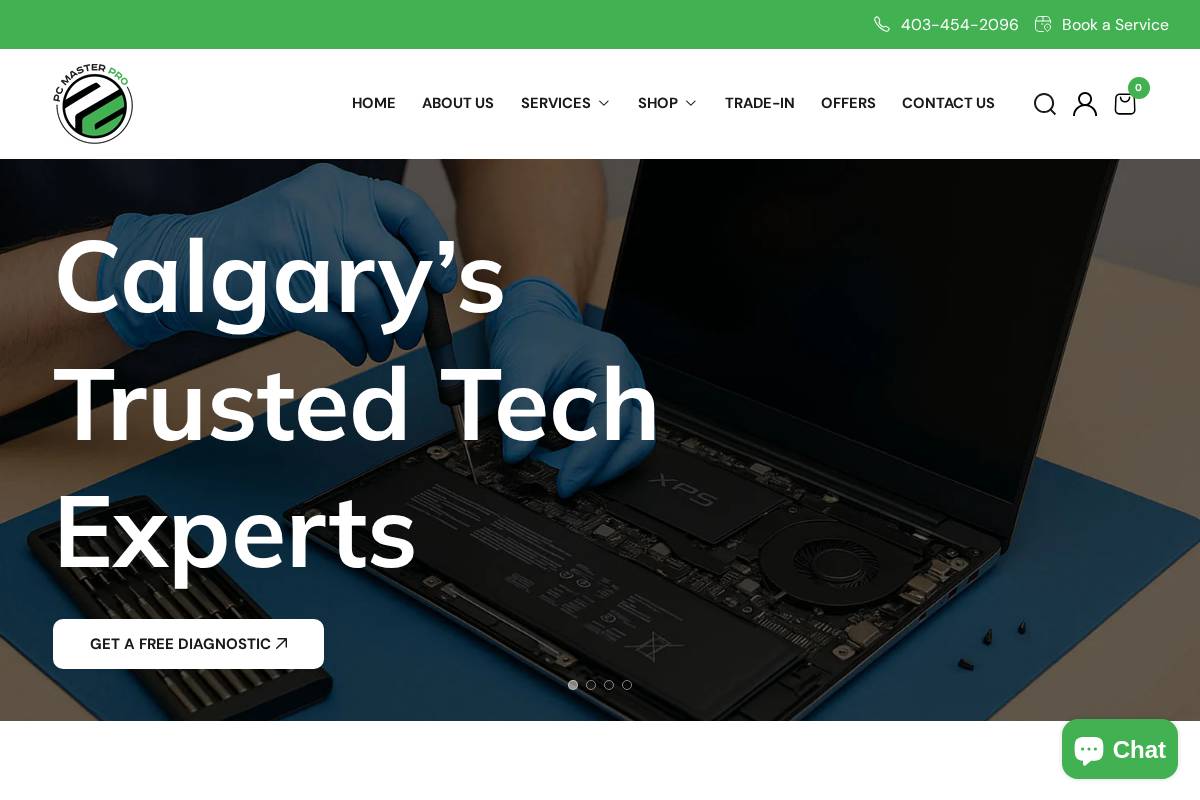 pcmasterpro.com homepage screenshot