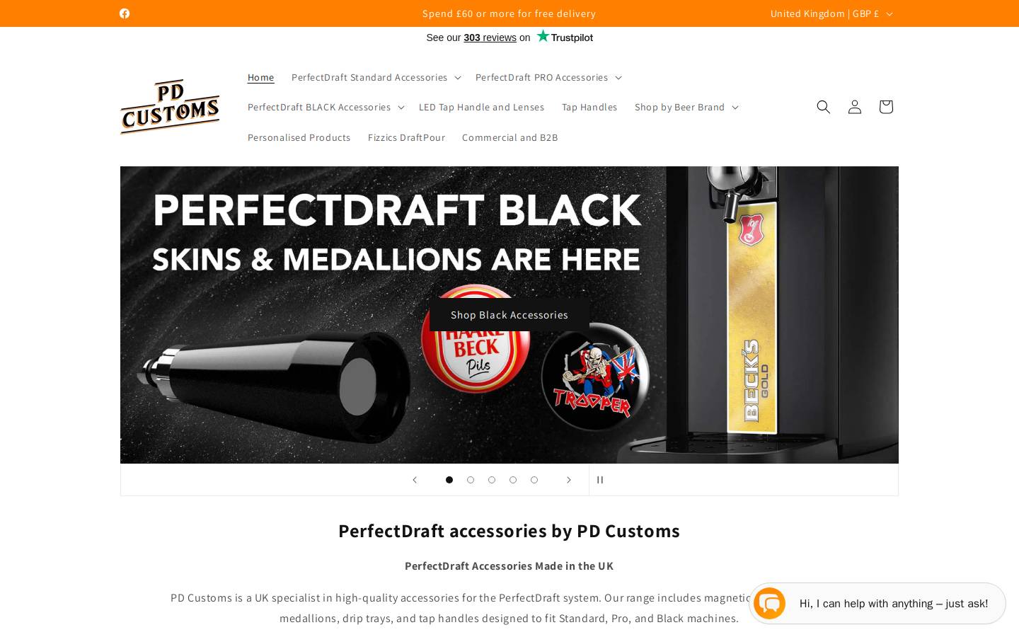 PD Customs homepage screenshot