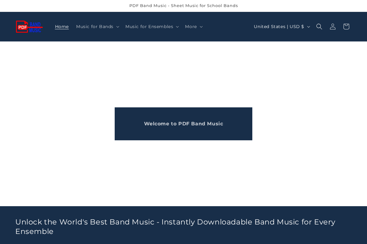 pdfbandmusic.com homepage screenshot