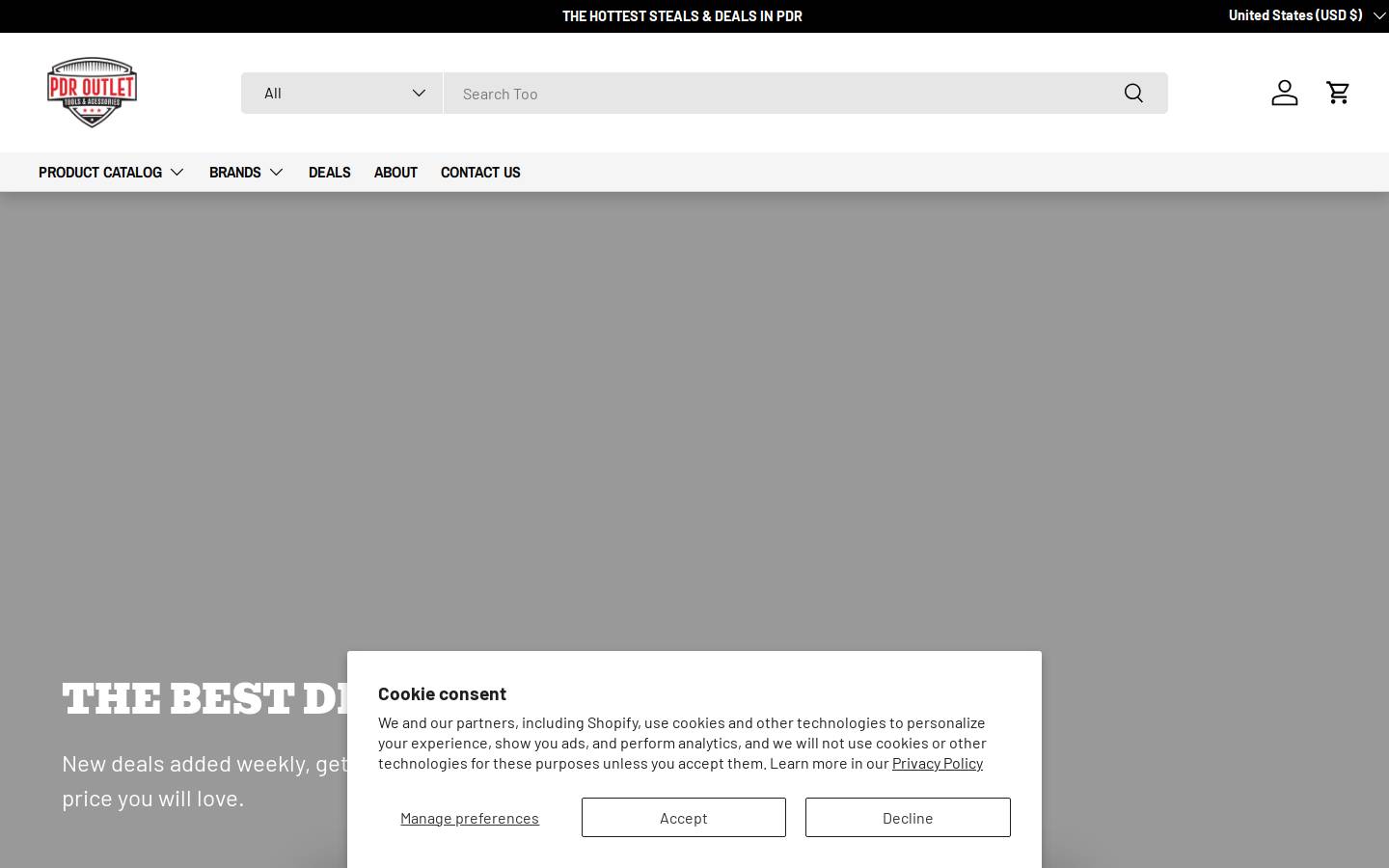 pdroutlet.com homepage screenshot