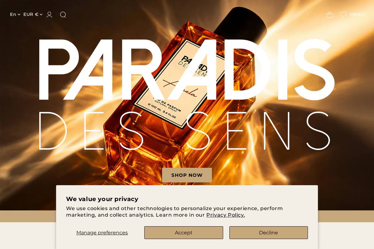 pdsparfums.com homepage screenshot