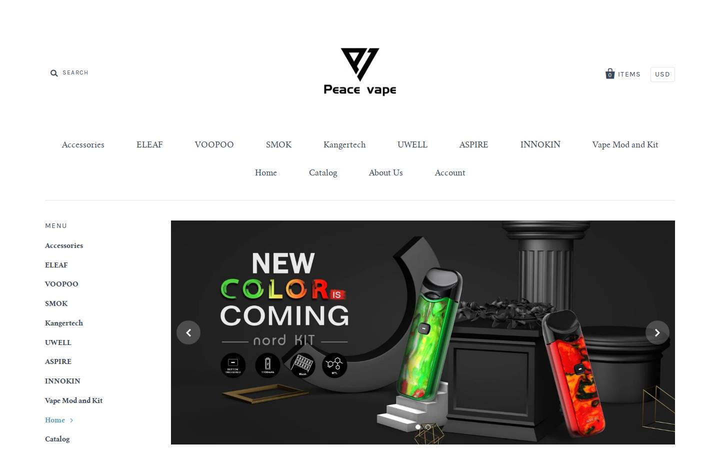 peace-vape.com homepage screenshot