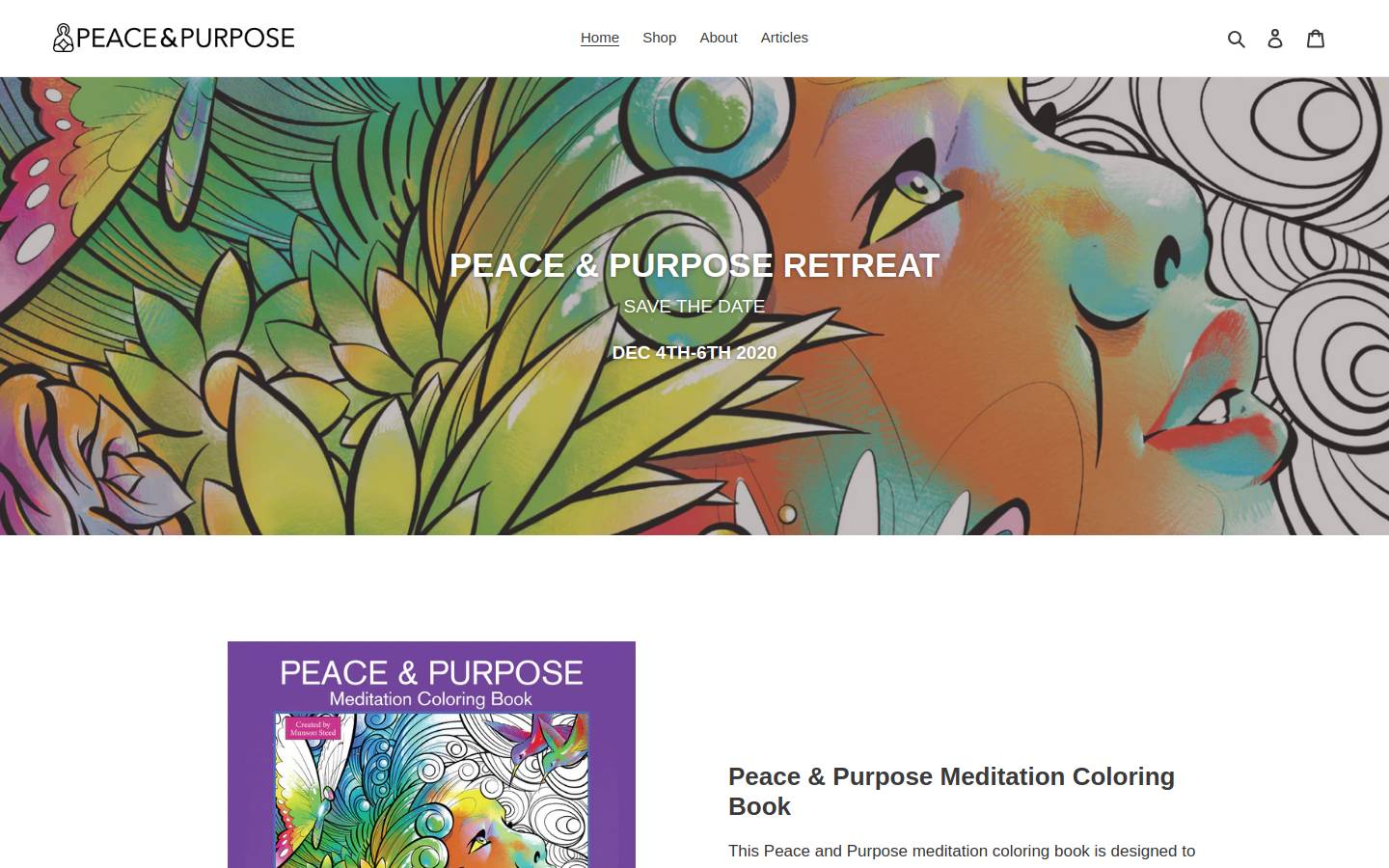 peaceandpurposeinc.com homepage screenshot