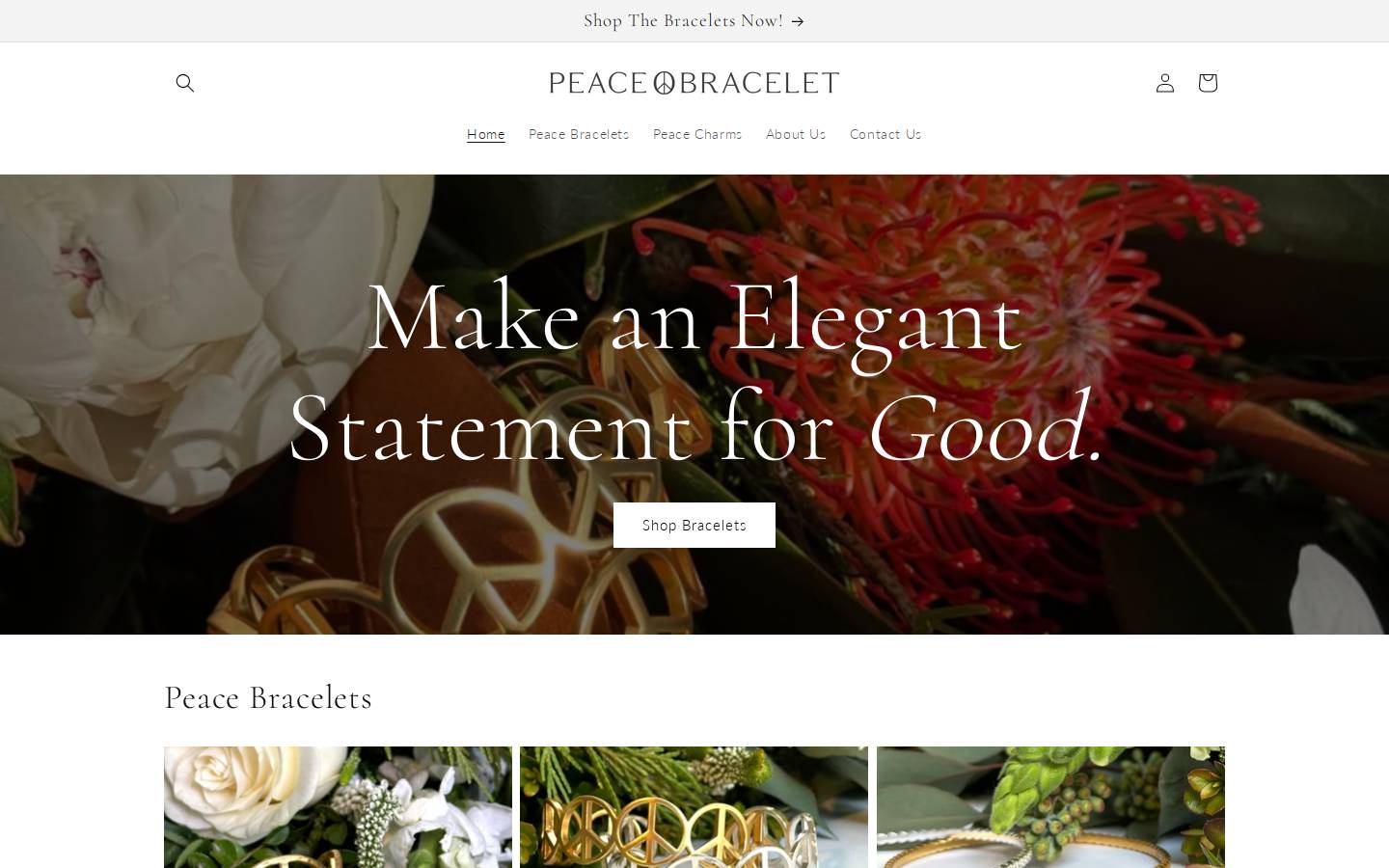 peacebracelet.com homepage screenshot