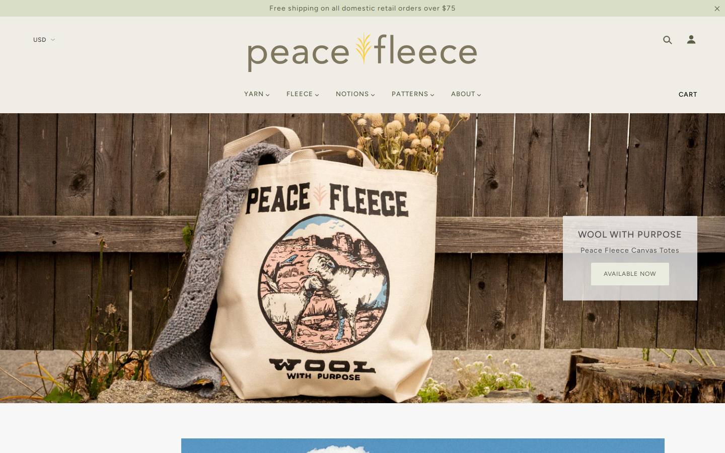 peacefleece.com homepage screenshot