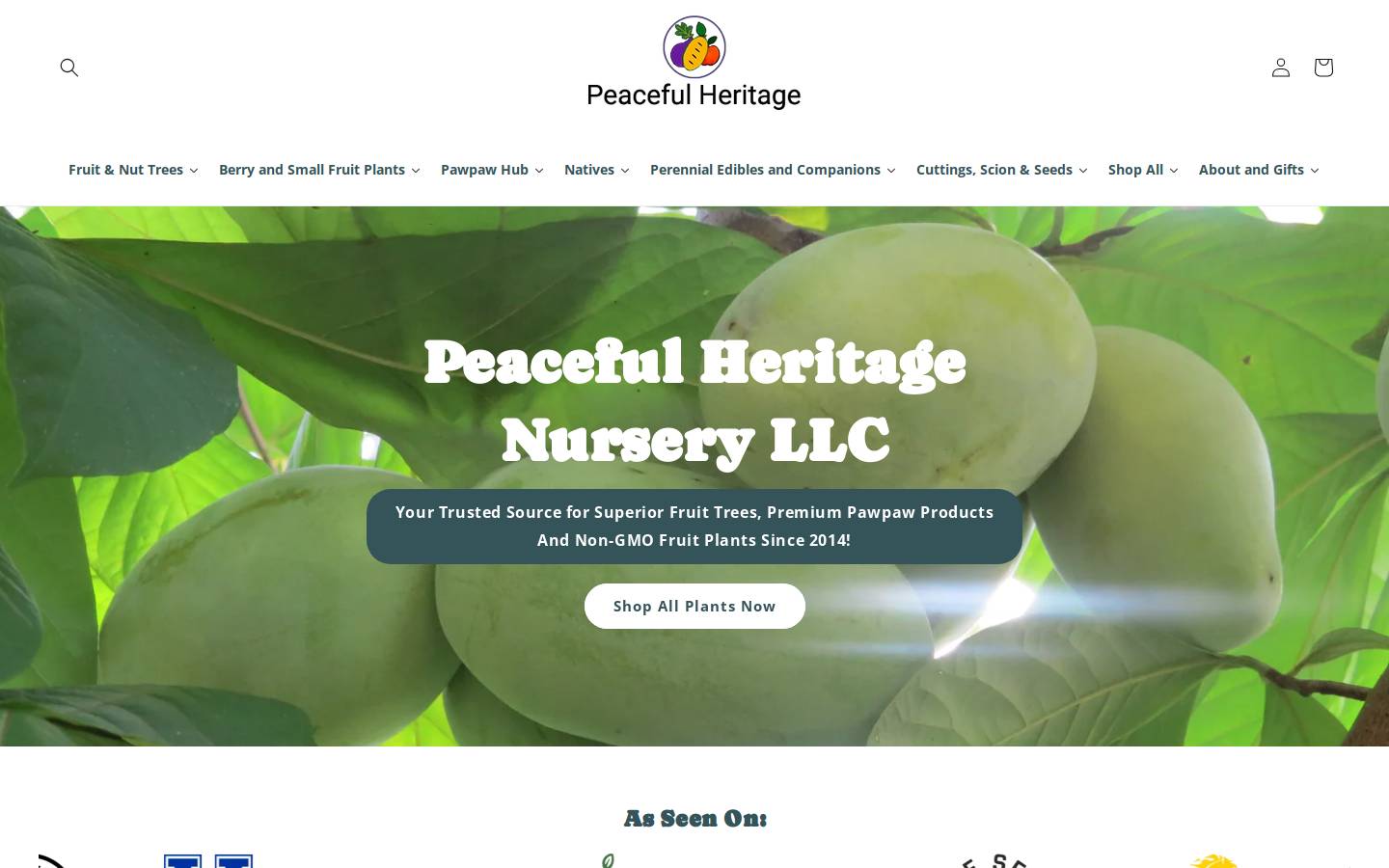peacefulheritage.com homepage screenshot
