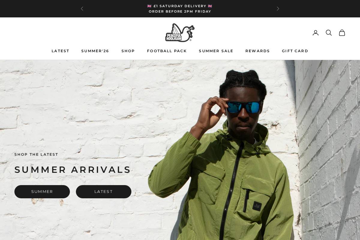 Peaceful Hooligan homepage screenshot