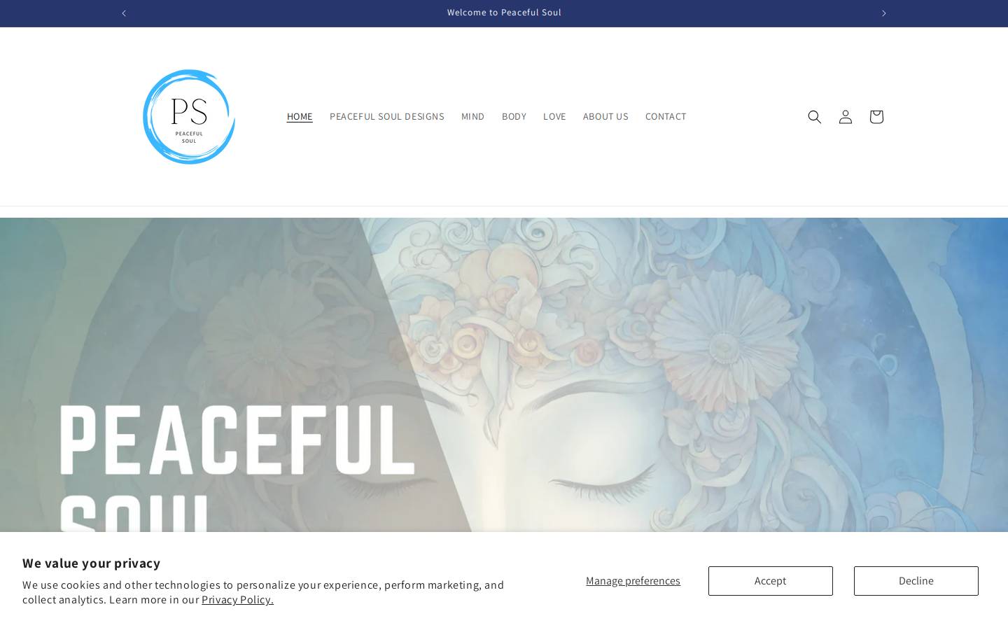 peacefulsoulco.com homepage screenshot