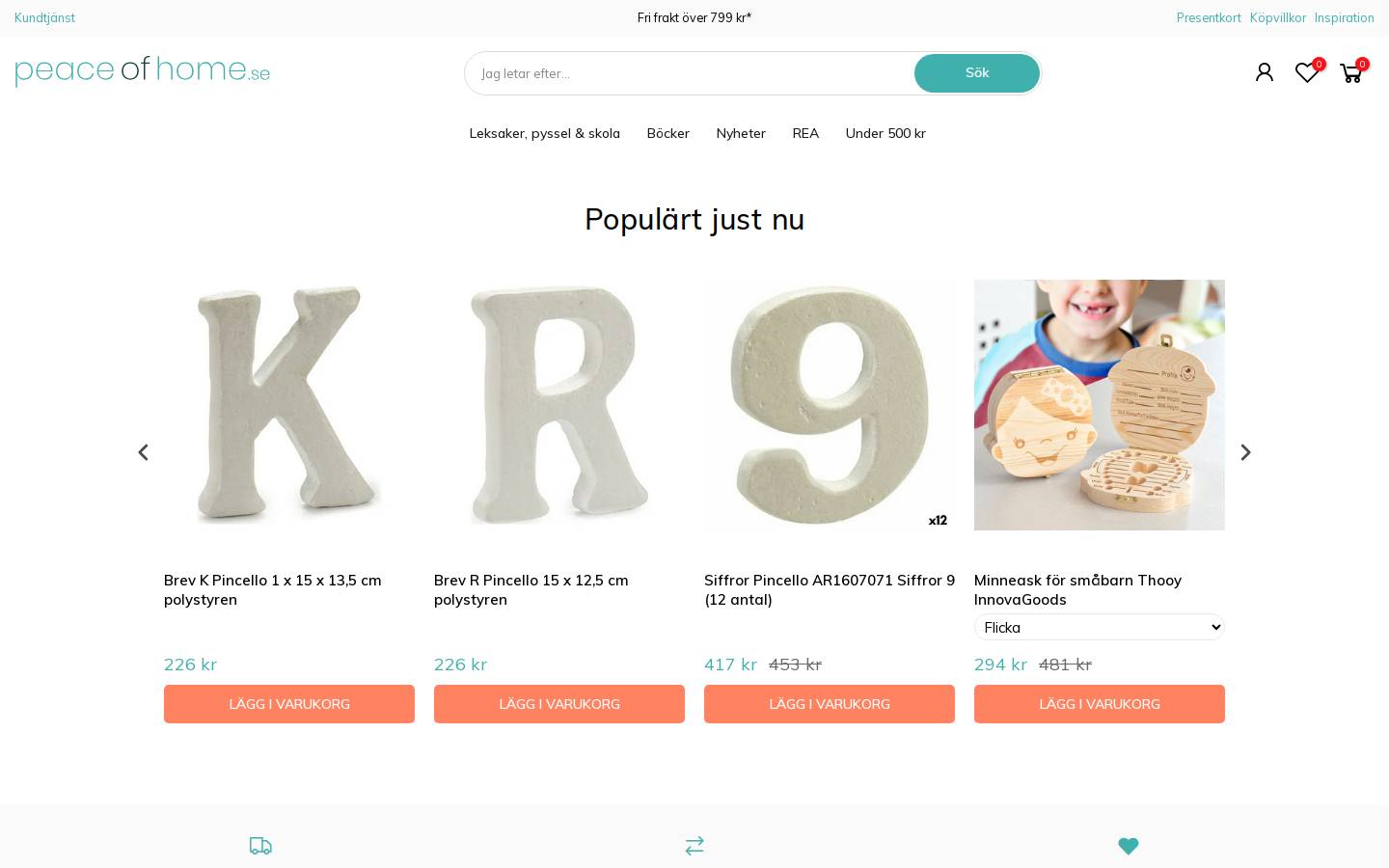 peaceofhome.se homepage screenshot