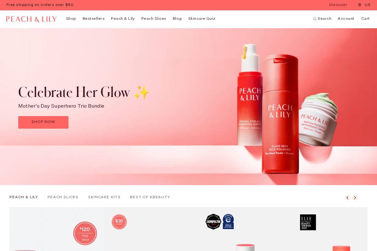 Peach and Lily homepage screenshot