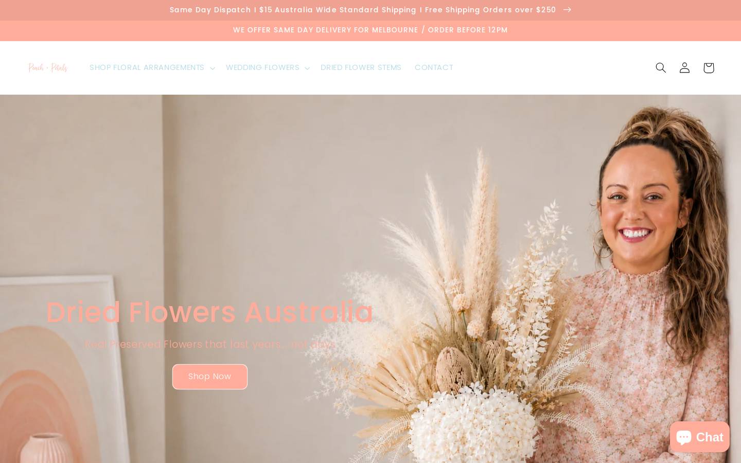 peachandpetals.com.au homepage screenshot