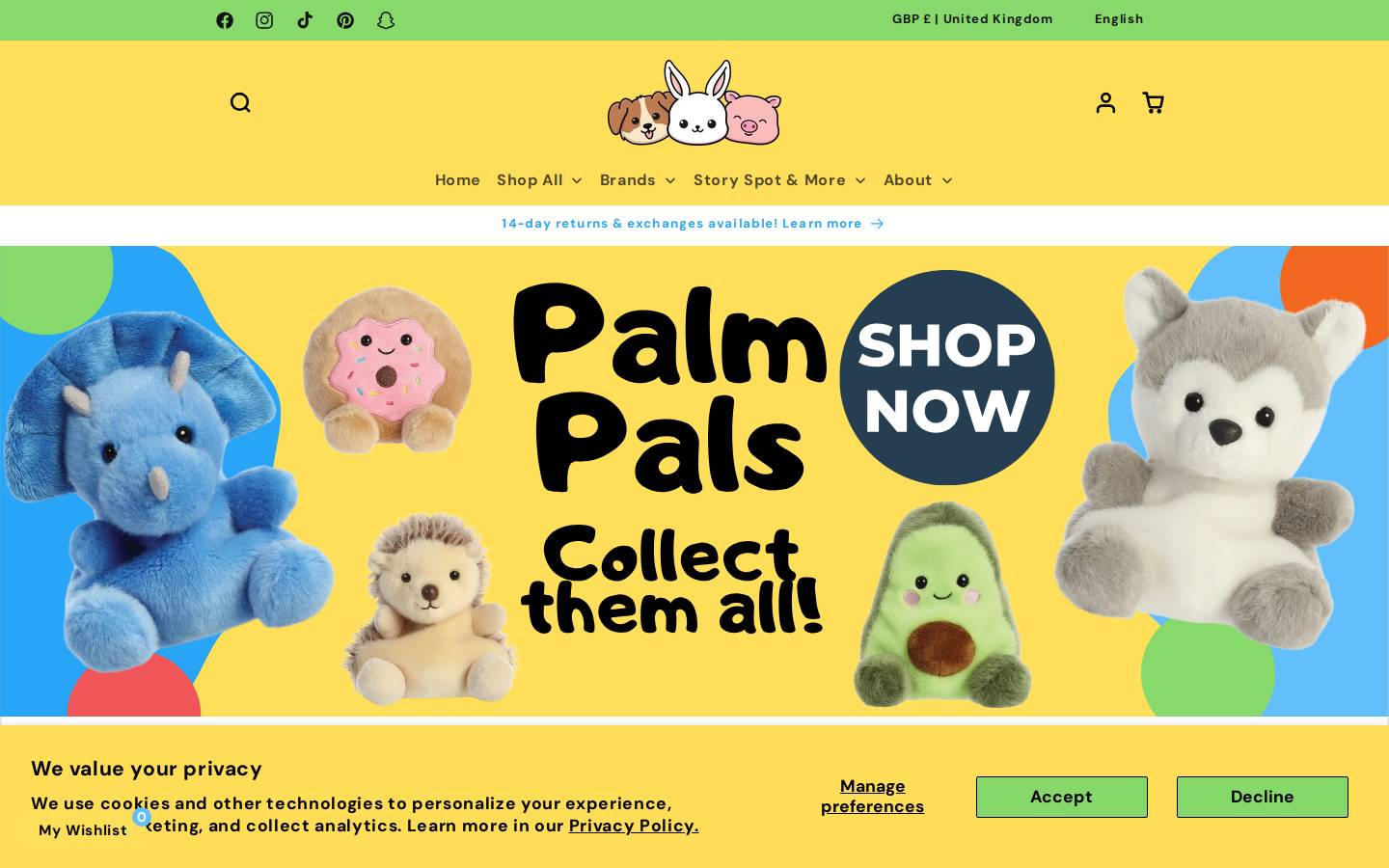 Peach Avenue Toys homepage screenshot
