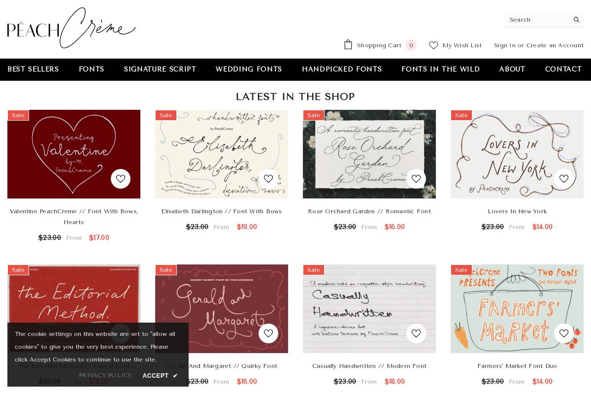 Peach Creme homepage screenshot