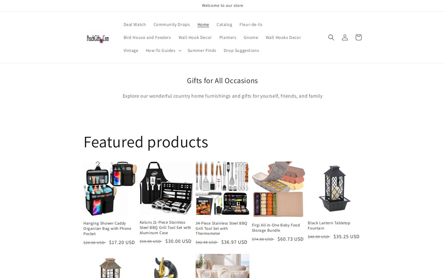 peachgifts.com homepage screenshot