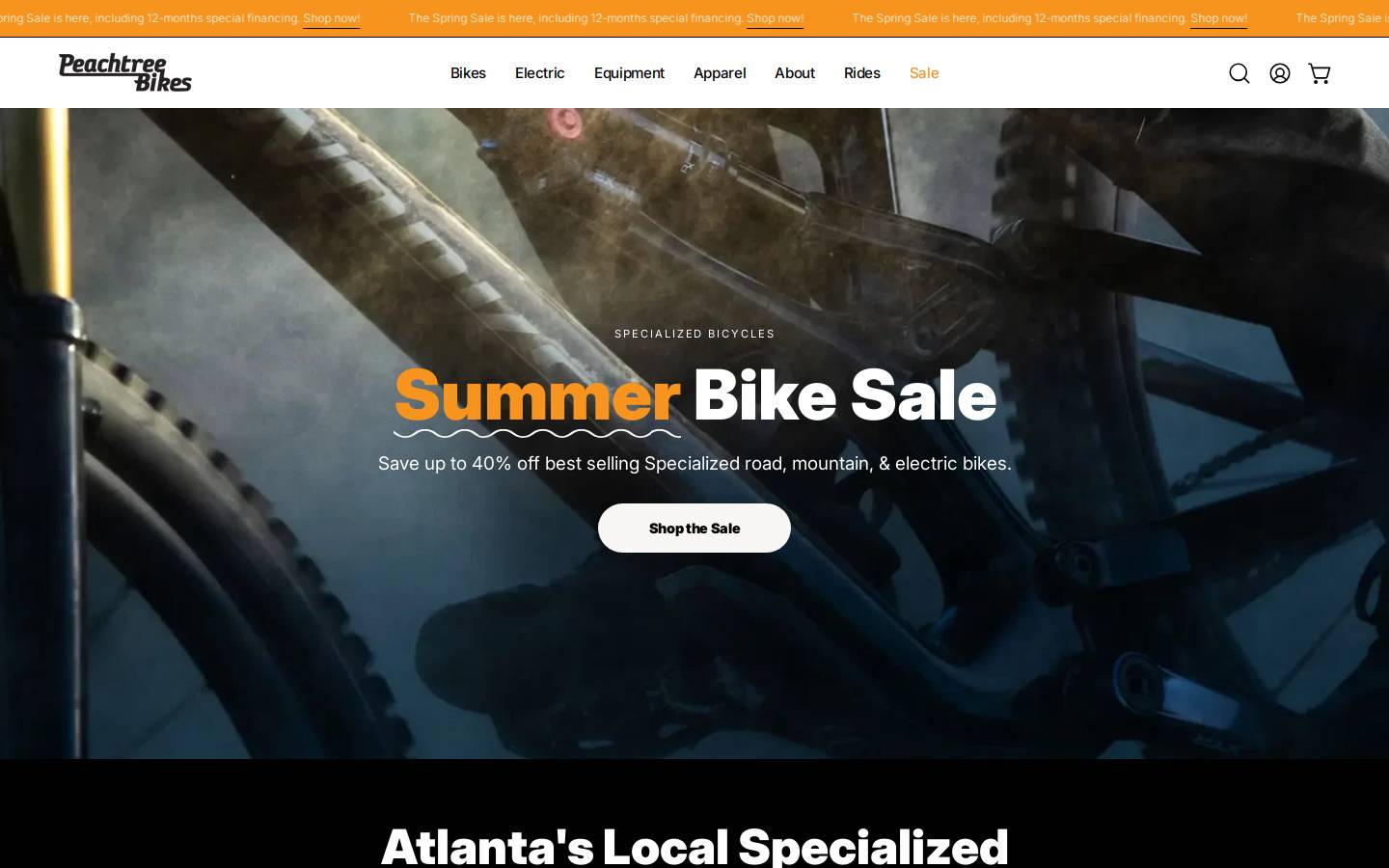 peachtreebikes.com homepage screenshot