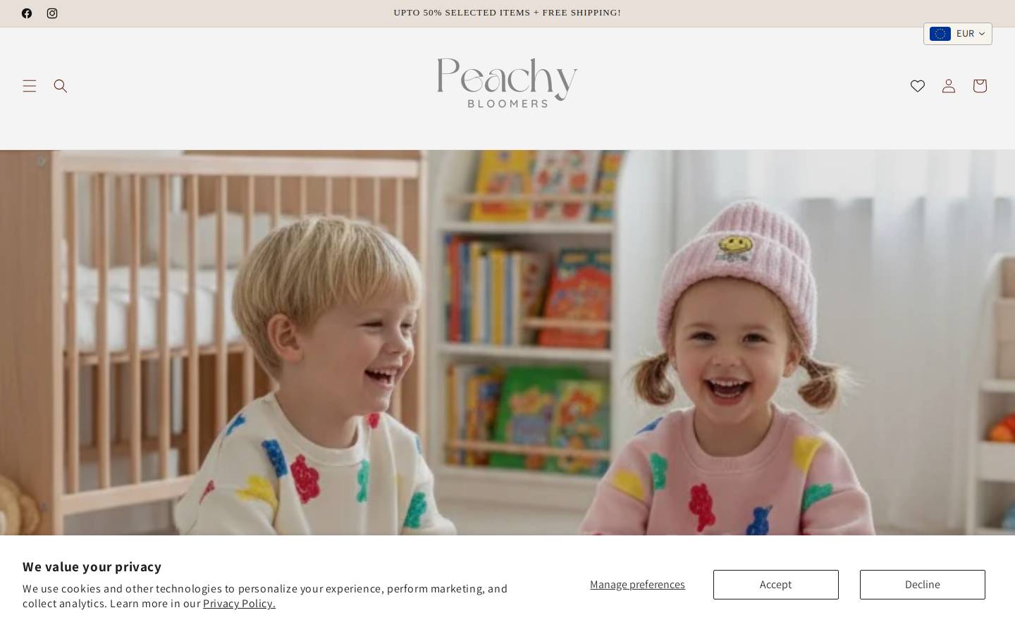 Peachybloomers homepage screenshot