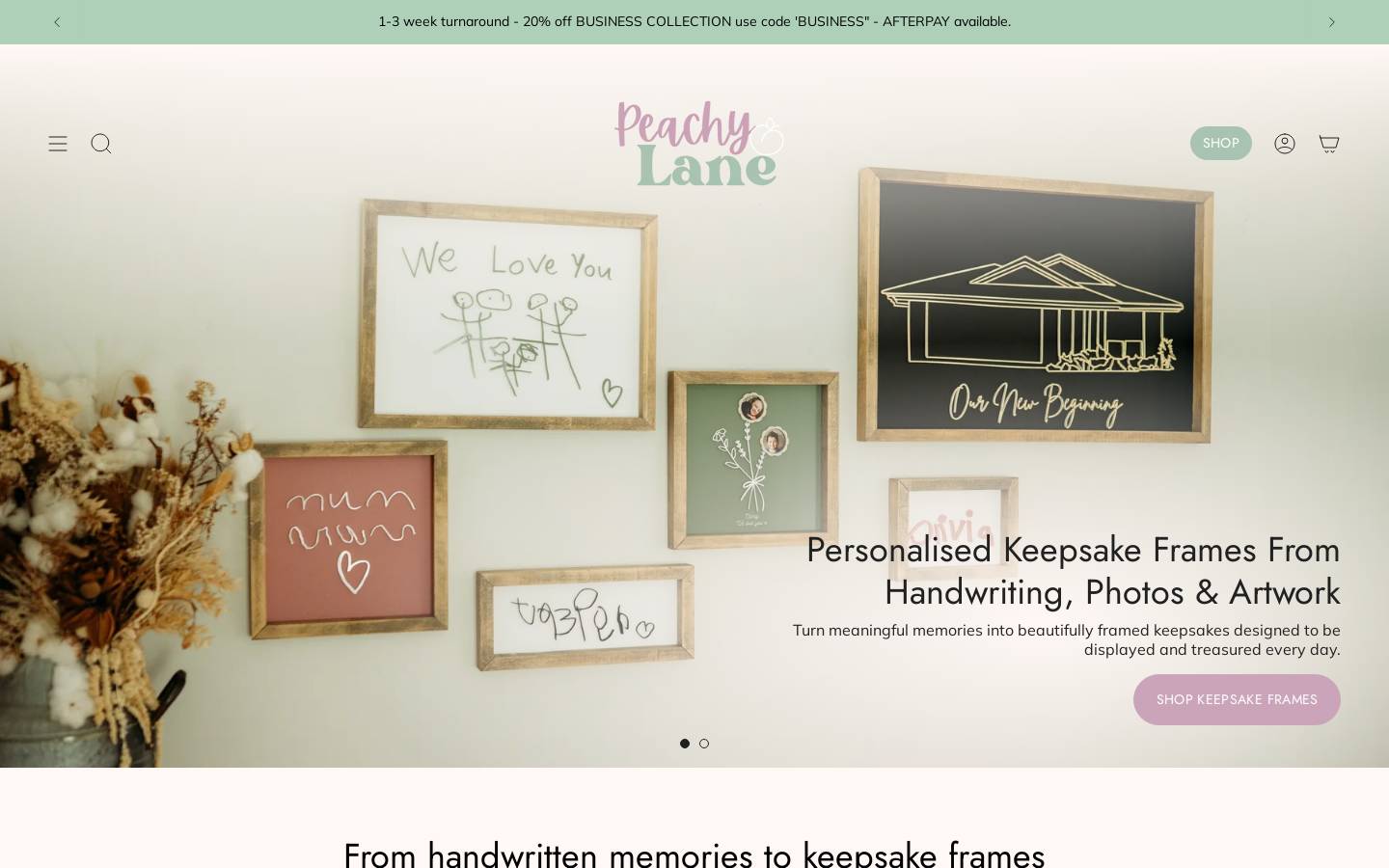 peachylane.com.au homepage screenshot