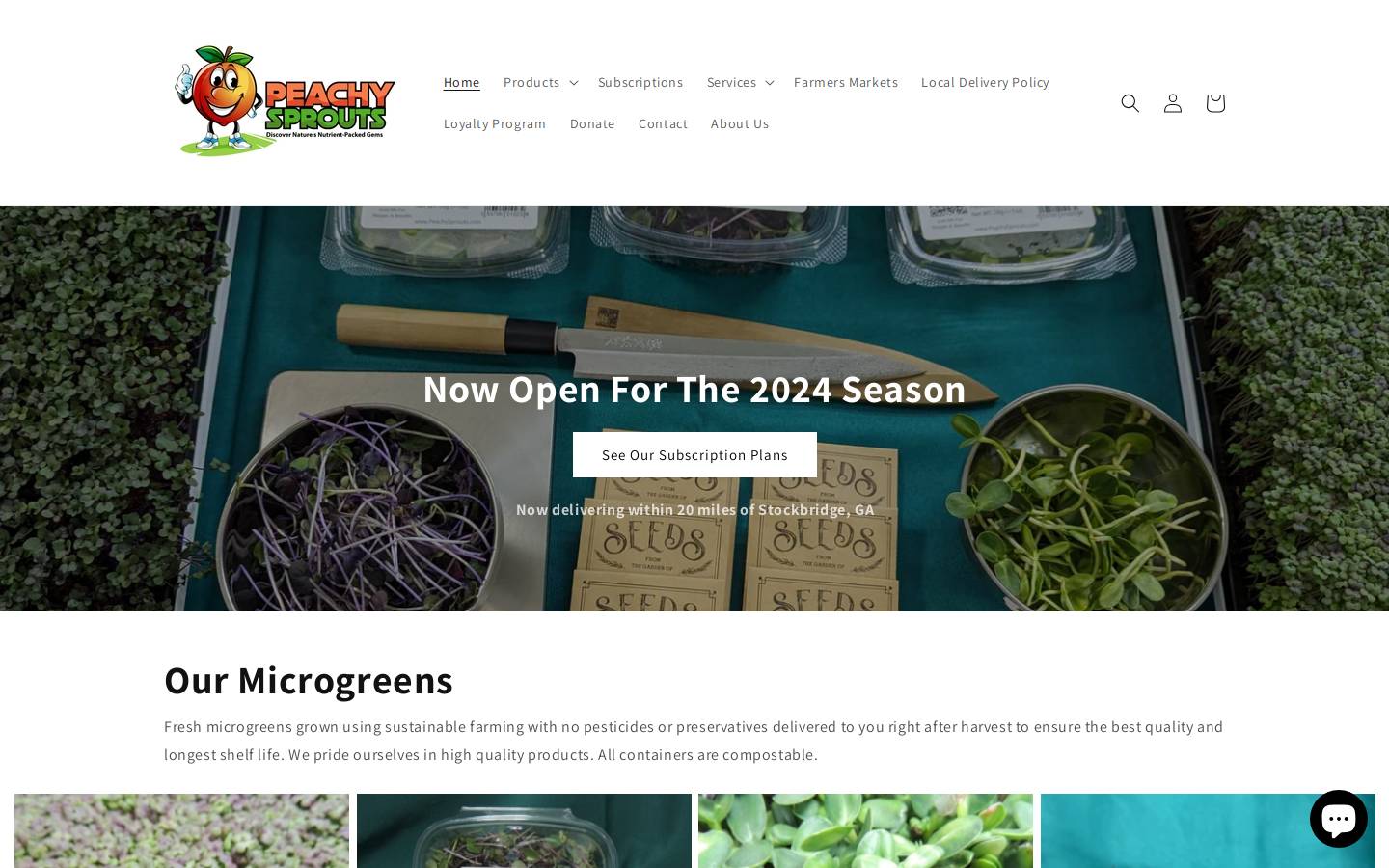 peachysprouts.com homepage screenshot