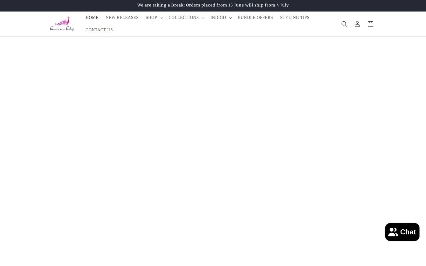 peacocksandpaisleys.com.au homepage screenshot