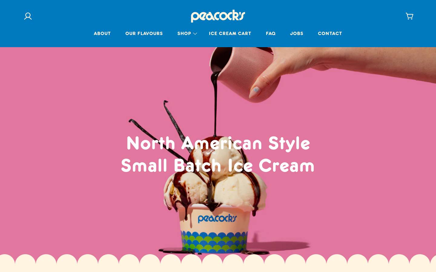 peacocksicecream.com homepage screenshot
