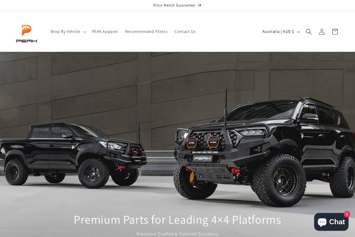 peak4x4.com.au homepage screenshot