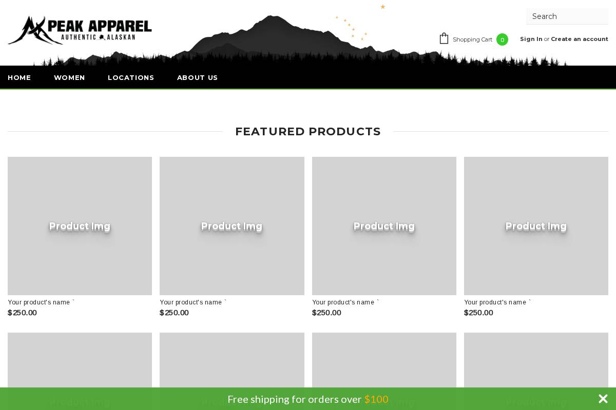 peakapparelak.com homepage screenshot