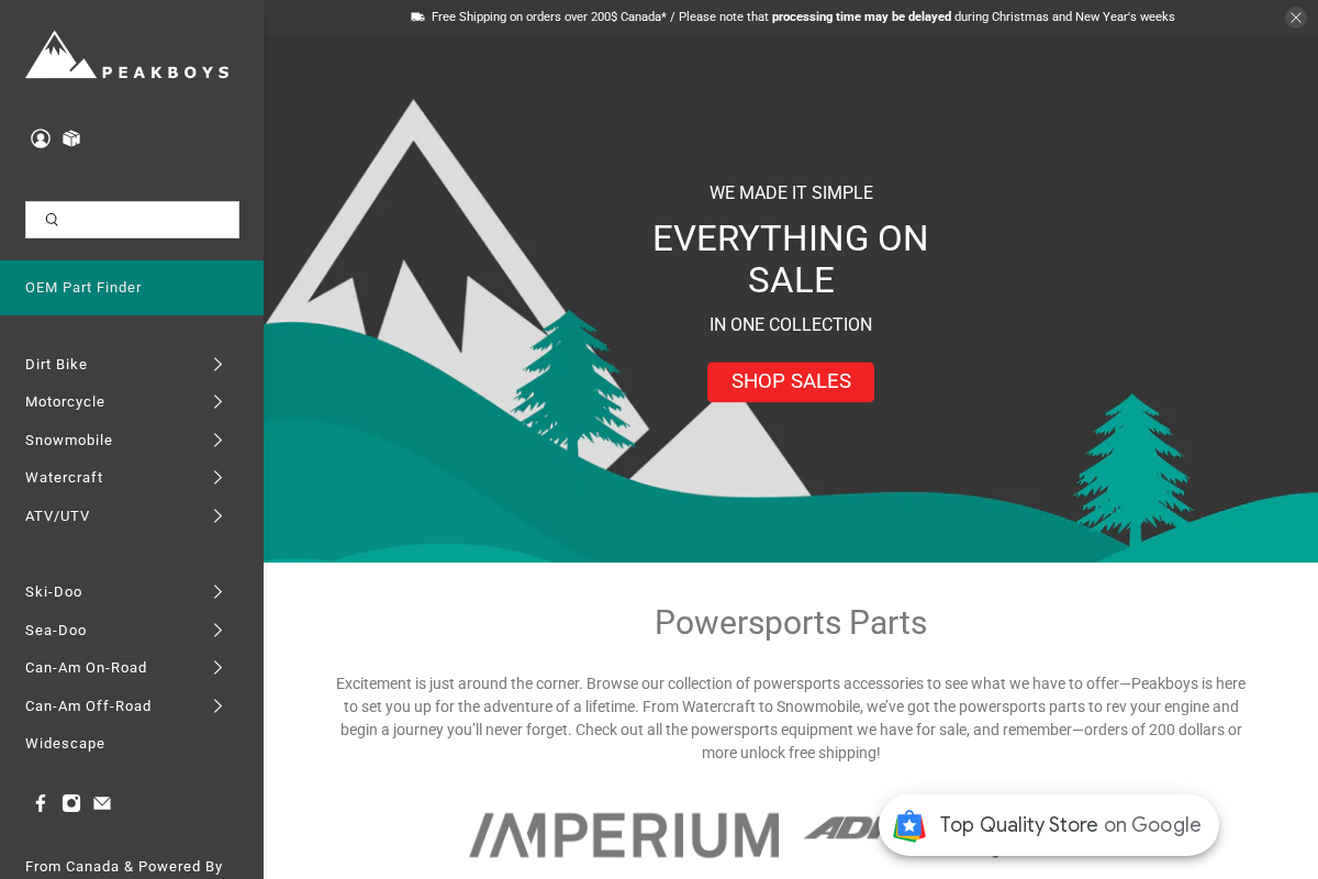 Peakboys homepage screenshot