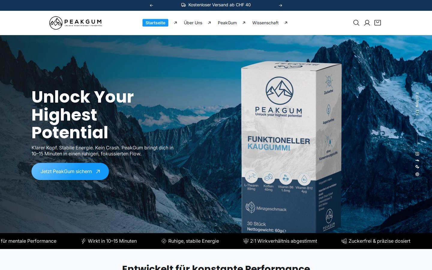 peakgum.ch homepage screenshot