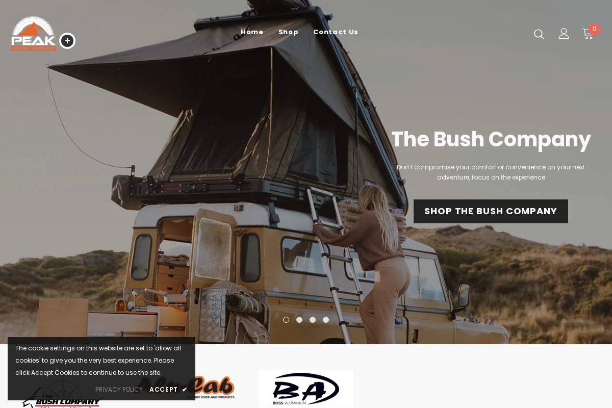 peakoffroad.com.au homepage screenshot