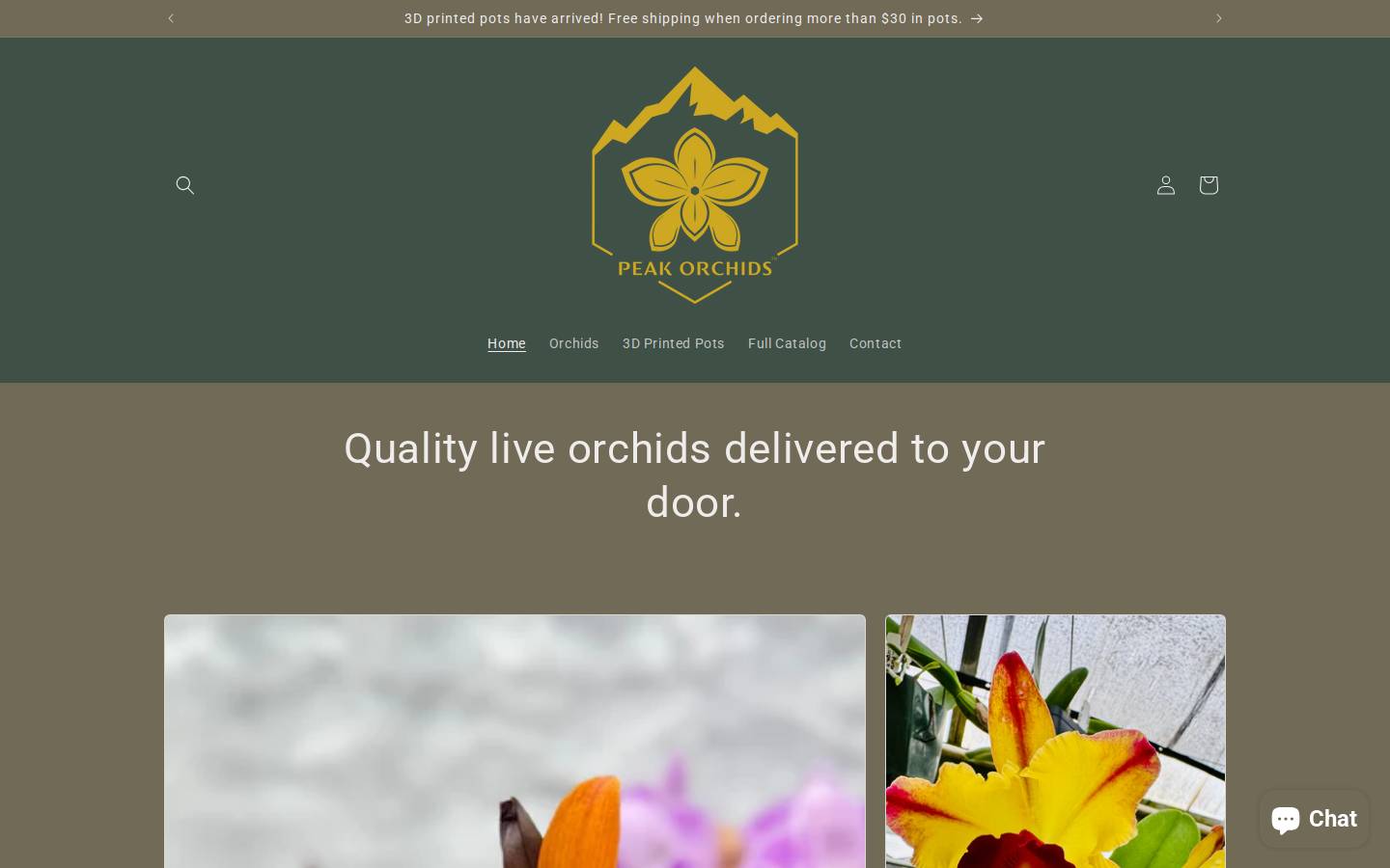 peakorchids.com homepage screenshot