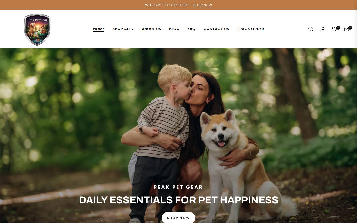 peakpetgear.com homepage screenshot