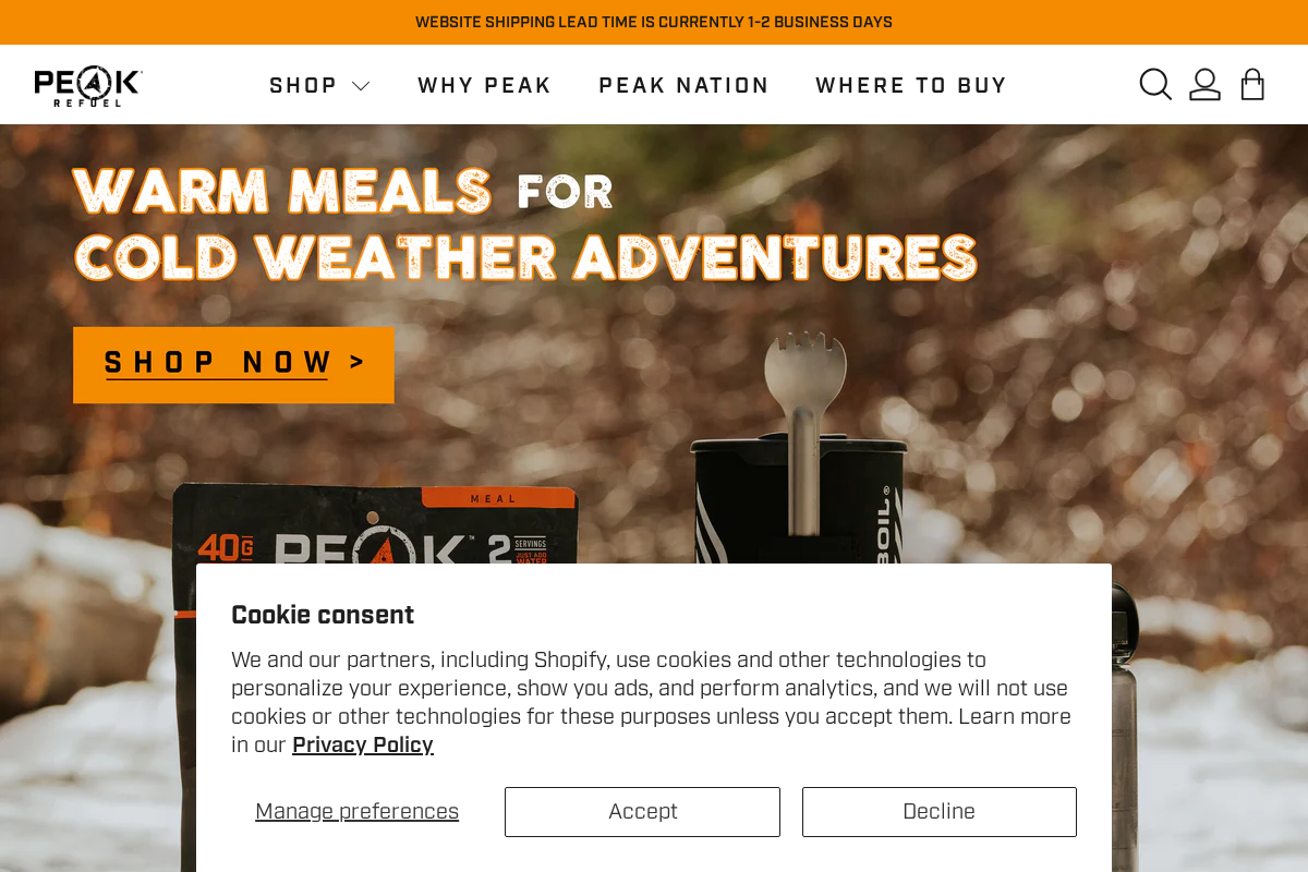 Peak Refuel homepage screenshot
